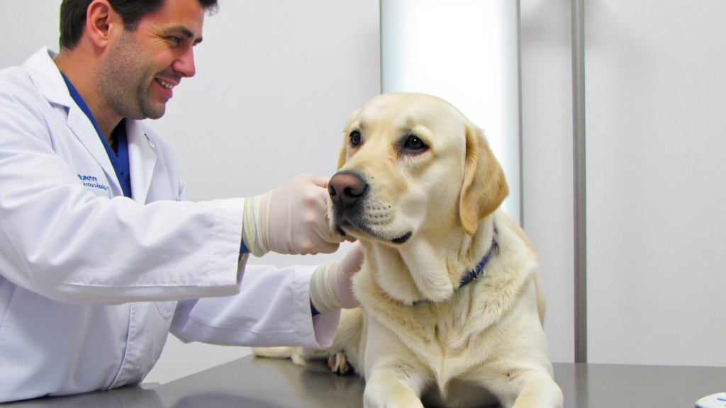 Veterinarian Assisting Seizing Dog Veterinarian administering medication for dog seizure