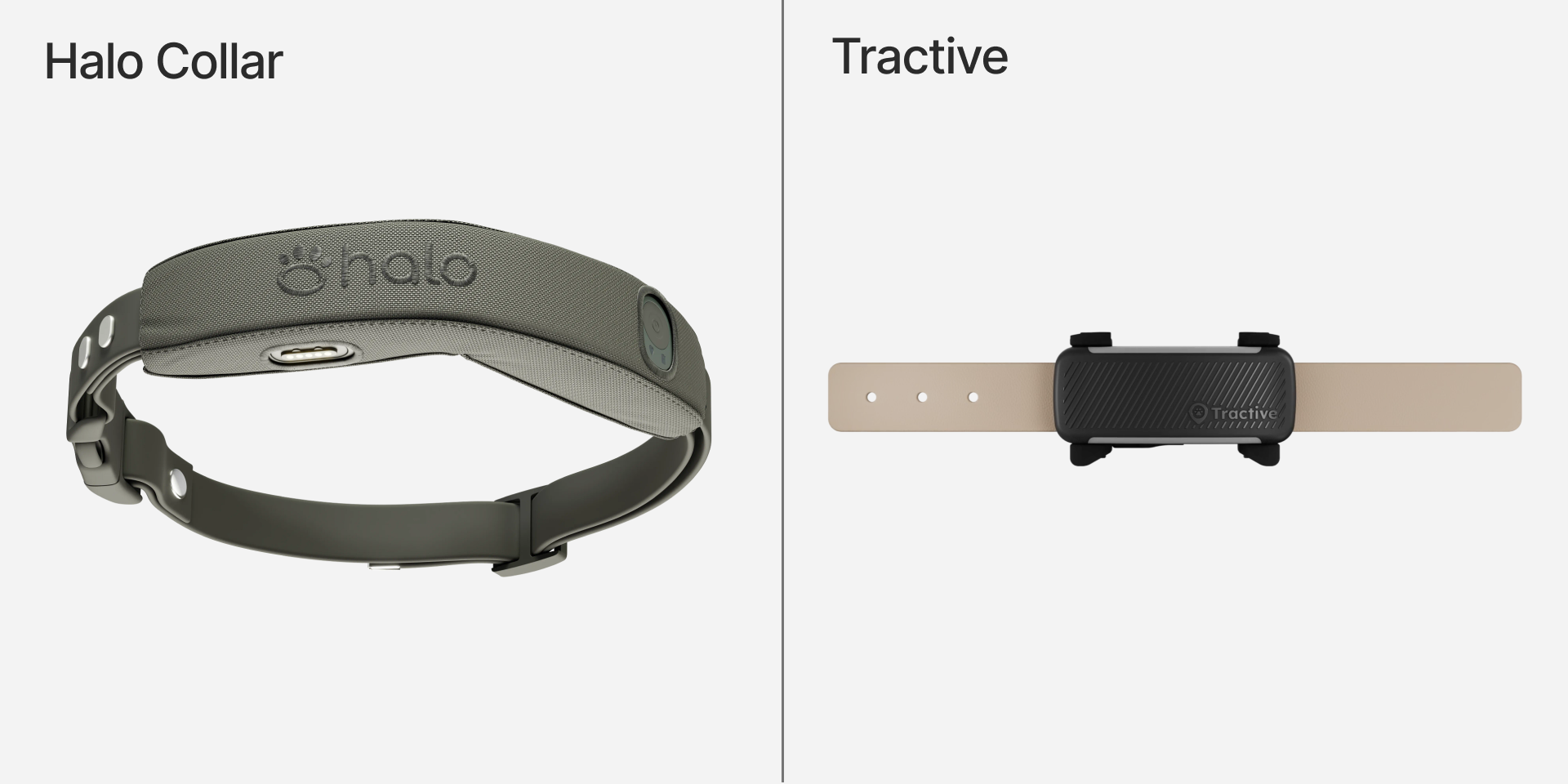 Halo Collar 5 GPS fence and a Tractive DOG 6 compared side by side