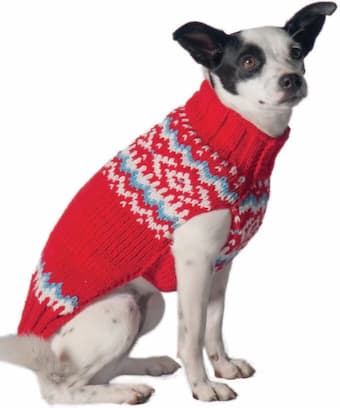 Chilly Dog Red Nordic Wool Dog Sweater